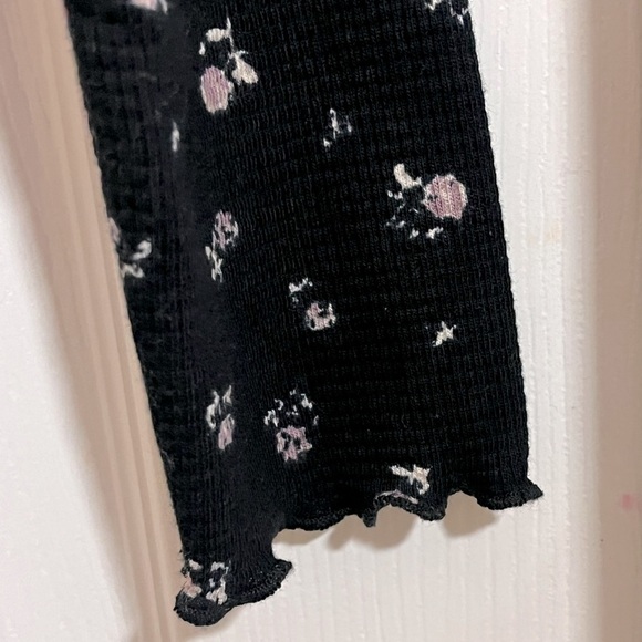Kirious Los Angeles Long Sleeve Babydoll Floral Crop Top Waffle‎ Knit NWT Small - Picture 5 of 10